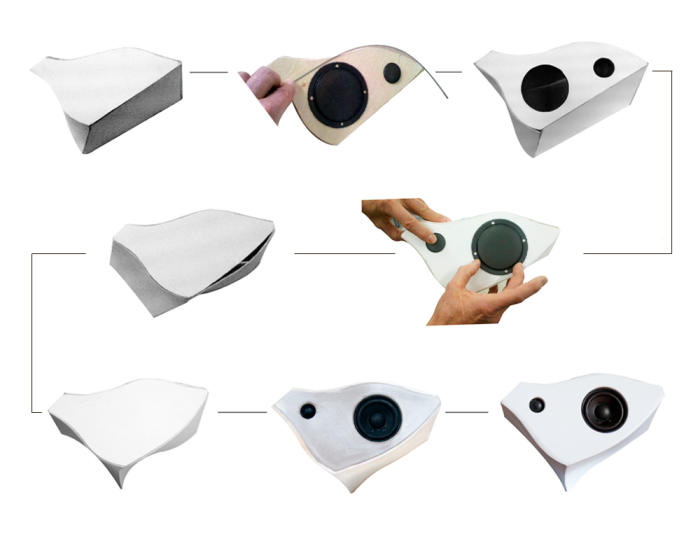 Composite form-development document showing the evolution of the Kardia speaker